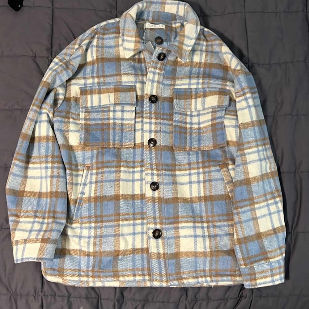 12th tribe blue plaid shacket